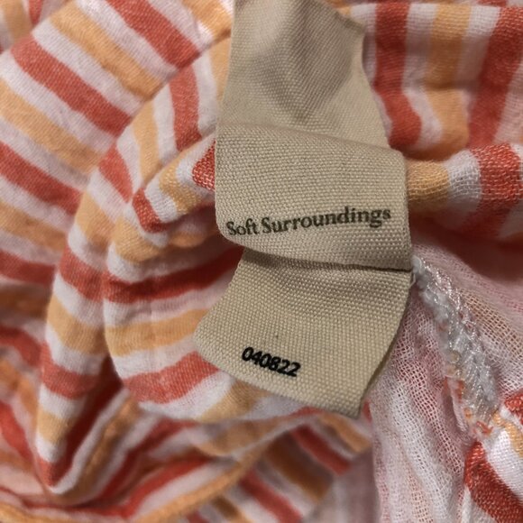 Soft Surroundings Size M Escambia Gauze Tunic Women's Coral Stripe Button Front - Picture 5 of 8